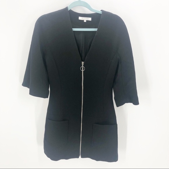 ALEXIS Dominique Black Wool Mini Dress Sz S - Picture 6 of 8